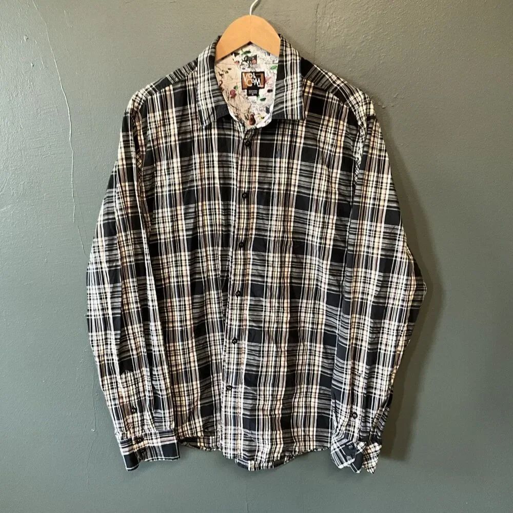 Volcom Shirt Mens XL Y2K Style Button Black Long Sleeve Plaid